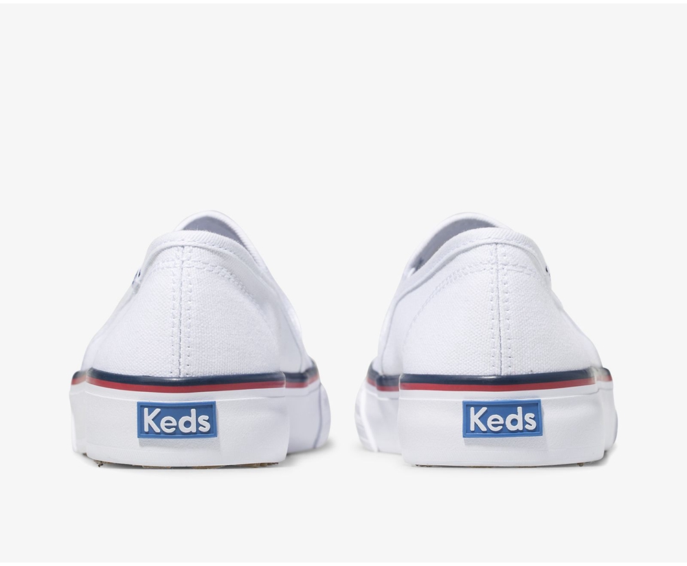 Keds Slip Ons White - Washable Double Decker Varsity - Womens GEDJBO-261